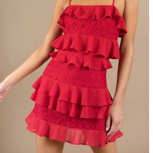 Tobi “Kiss the Night Red Ruffle Dress”•New•Size XL